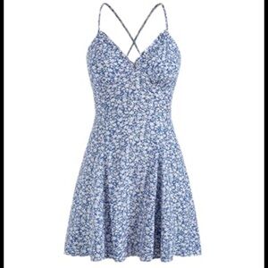 Cider | Blue Floral Open Back Mini Dress | spaghetti straps | size S | NWT
